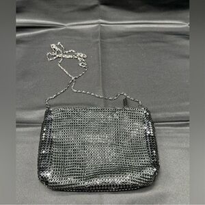 Black evening clutch with black mesh flap (PB1)